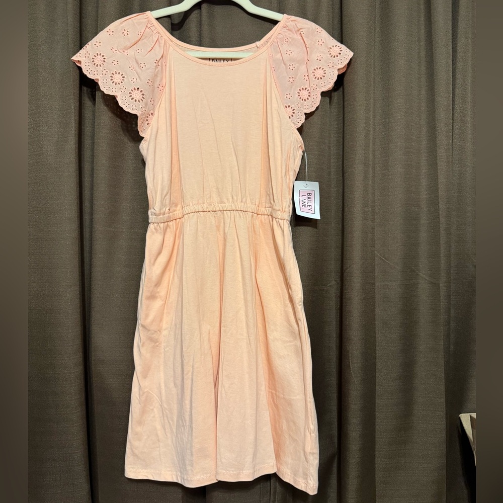 Bailey Lane Peach Eyelet Sleeve Dress, Size Big Kid Size L